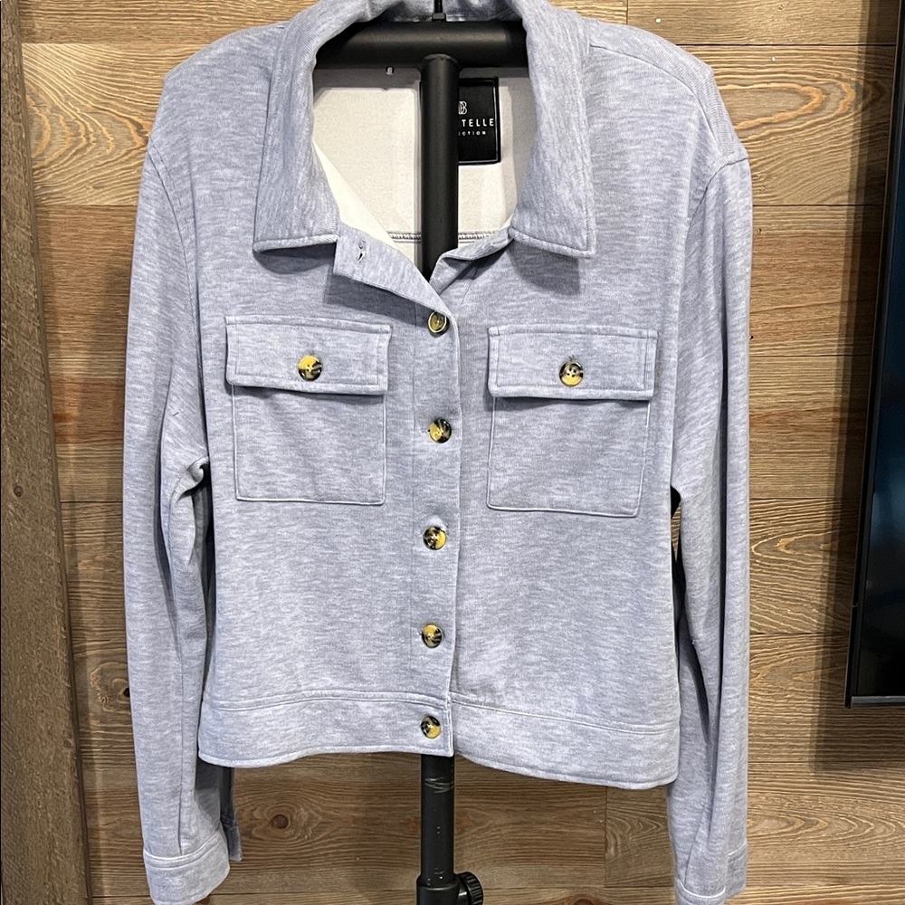 Bagatelle Light Blue Gray Knit Shacket